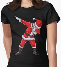 Dabbing Santa T Shirt Claus Christmas Funny Dab X-mas Gifts Kids Boys Girls Youth Women's Fitted T-Shirt