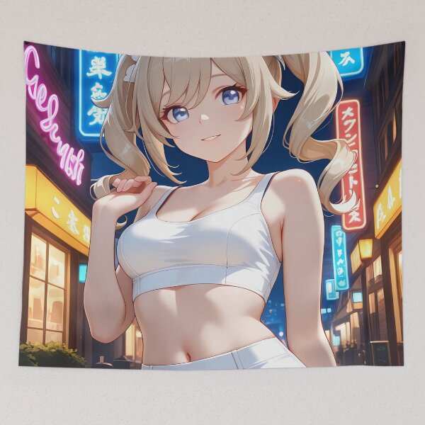Item preview, Barbara Genshin Impact Downtown Night Glow Cute Anime Girl designed and sold by 108Recordings.