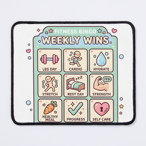 Item preview, Weekly Wins Fitness Bingo Kawaii Tracker Sticker designed and sold by PuddlePixels.