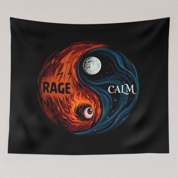 Item preview, Yin Yang Rage and Calm: Fire Eye & Moon Night Sky Duality Art designed and sold by SideKickCreates.