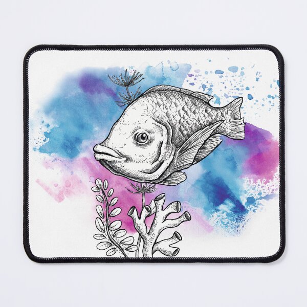 Item preview, Drawn fish with a watercolor background designed and sold by moonlineatelier.