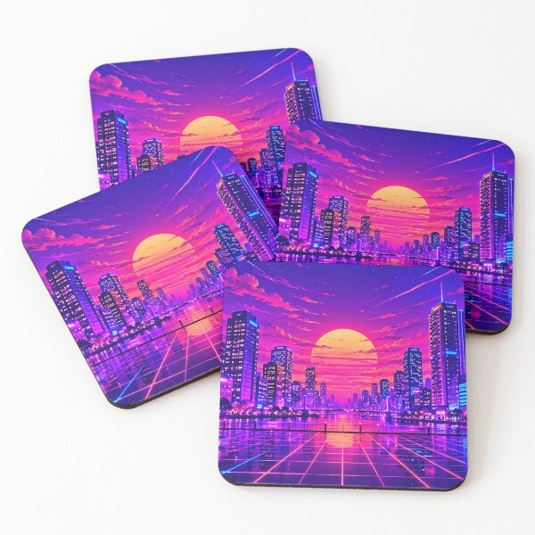 Item preview, Synthwave City Sunset Retro 80s Futuristic Neon Skyline designed and sold by irfanshikh.