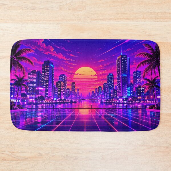 Item preview, Synthwave City Sunset Retro 80s Futuristic Neon Skyline designed and sold by irfanshikh.