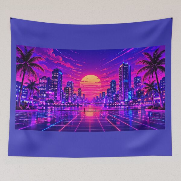 Item preview, Synthwave City Sunset Retro 80s Futuristic Neon Skyline designed and sold by irfanshikh.