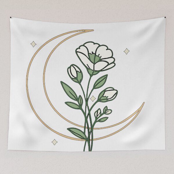 Item preview, Celestial Moon and White Flower Aesthetic designed and sold by BestChoiceService.