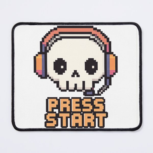 Item preview, 8-Bit Skull Gamer Press Start Retro Pixel Art designed and sold by Roseyteedesigns.