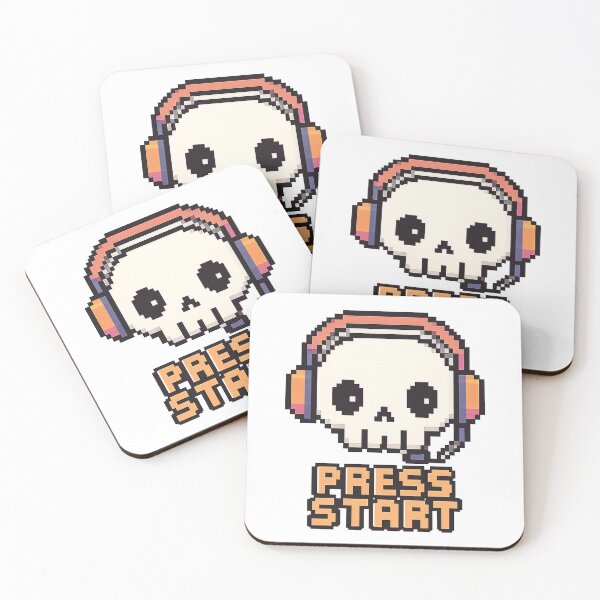 Item preview, 8-Bit Skull Gamer Press Start Retro Pixel Art designed and sold by Roseyteedesigns.