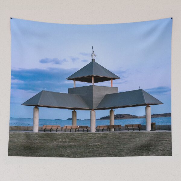 Item preview, Coastal Pavilion Oceanfront Gazebo Blue Sky New England Photography designed and sold by MDCCo.