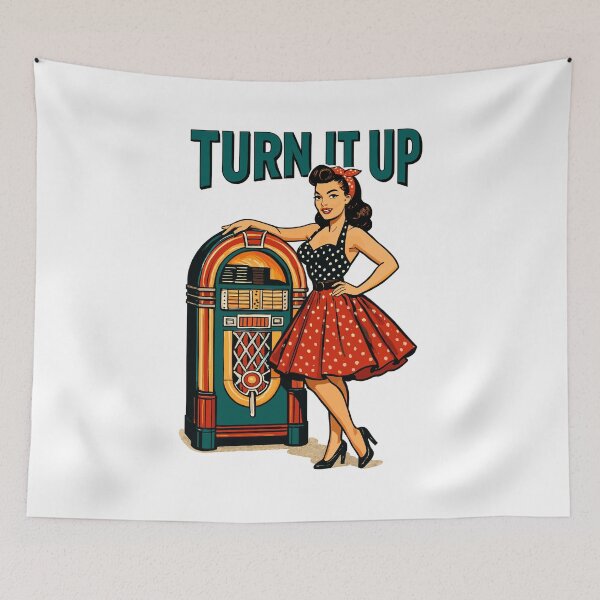 Item preview, Rockabilly Pin-Up: Retro Jukebox Turn It Up designed and sold by Pineapple-Tree.