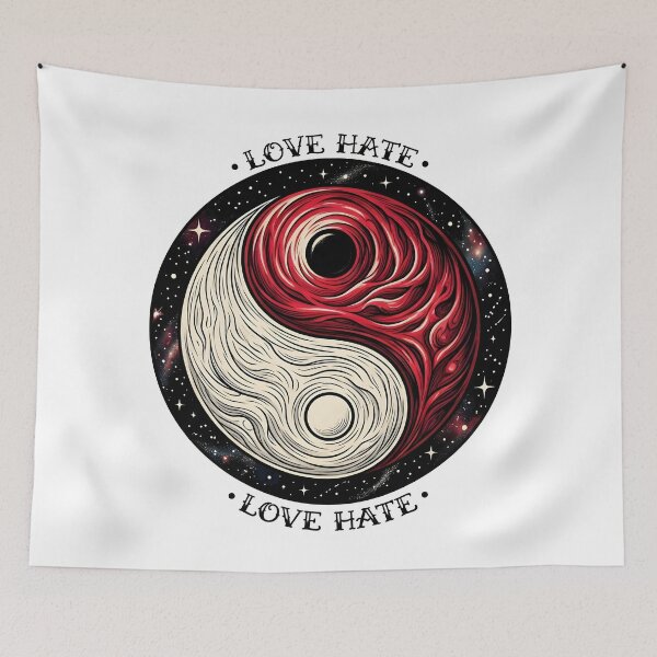 Item preview, Cosmic Love Hate Yin Yang - Red & White Duality Space Art designed and sold by SideKickCreates.