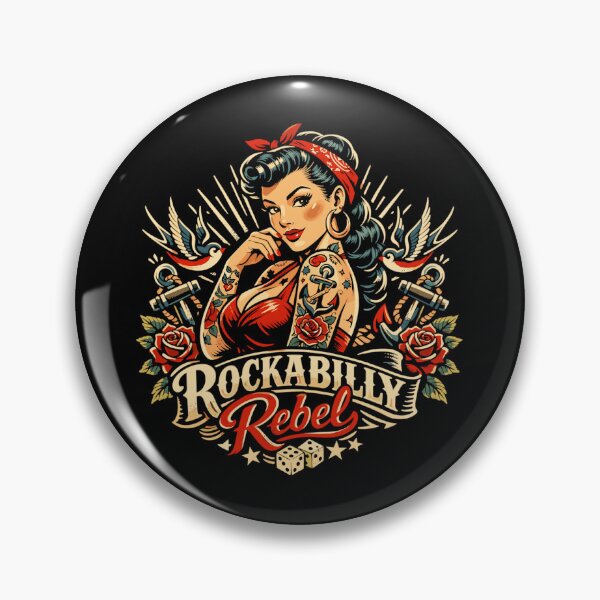 Item preview, Rockabilly Rebel: Pin-Up with Old School Tattoo designed and sold by Pineapple-Tree.
