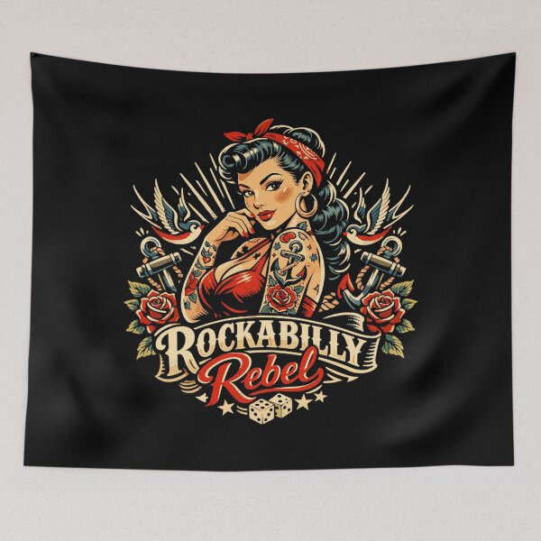 Item preview, Rockabilly Rebel: Pin-Up with Old School Tattoo designed and sold by Pineapple-Tree.