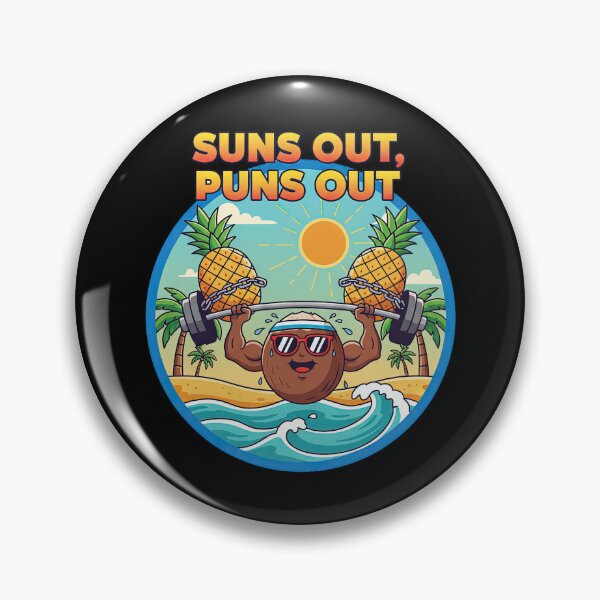 Item preview, Suns Out Puns Out Beach Badge | Funny Summer Workout Pun Shirt | Coconut Gym Humor Gift designed and sold by BrickByDream.