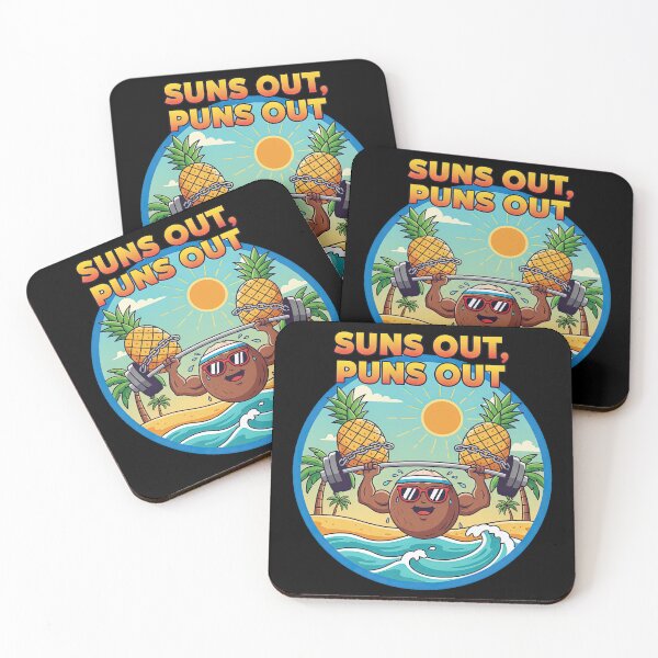 Item preview, Suns Out Puns Out Beach Badge | Funny Summer Workout Pun Shirt | Coconut Gym Humor Gift designed and sold by BrickByDream.