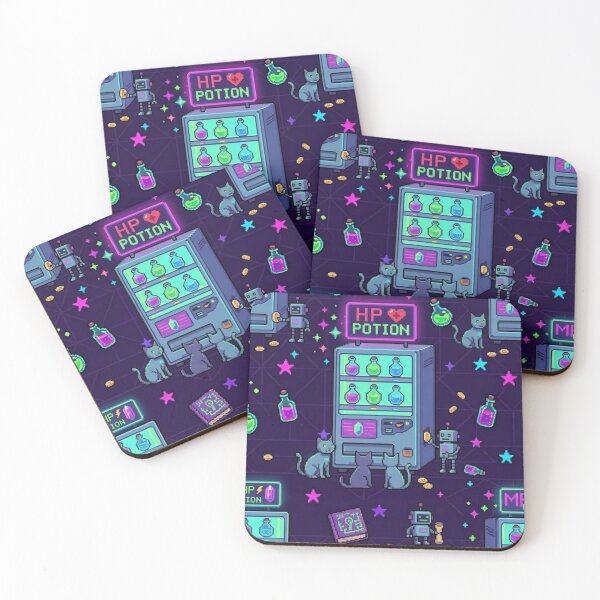Item preview, 8-Bit Retro Potion Vending Machine HP & MP Pixel Art Pattern designed and sold by InnerwayStudio.