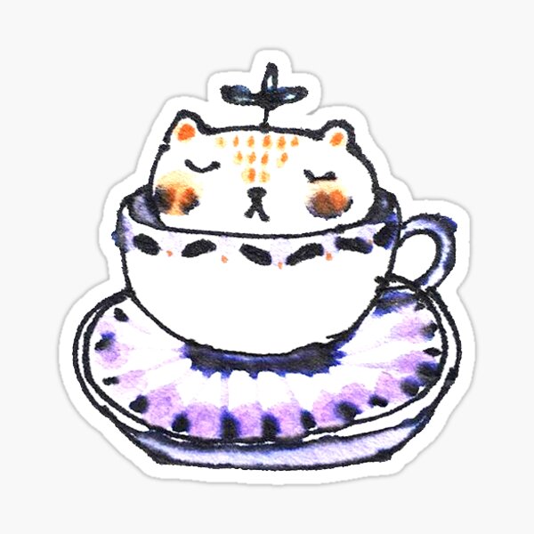 Leaf Bear Relaxing in a Tea Cup Sticker