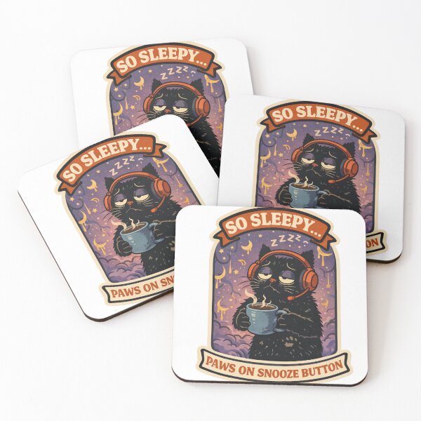 Item preview, So Sleepy Cat with Coffee – Paws on Snooze Button designed and sold by ZenvyraLab.
