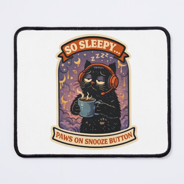 Item preview, So Sleepy Cat with Coffee – Paws on Snooze Button designed and sold by ZenvyraLab.