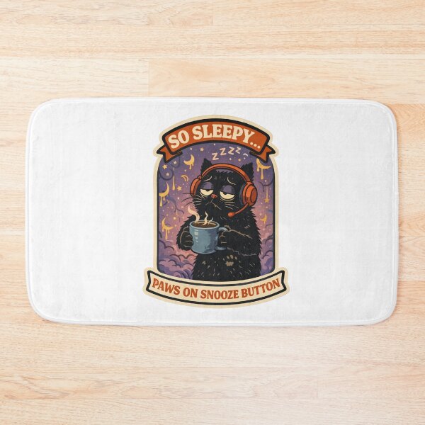 Item preview, So Sleepy Cat with Coffee – Paws on Snooze Button designed and sold by ZenvyraLab.