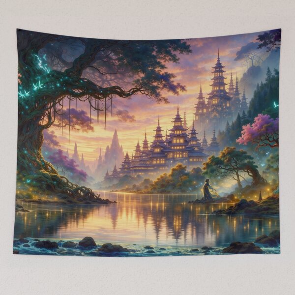 Item preview, Hidden Pagoda Temple - East Asian Fantasy Landscape designed and sold by FriskyLemur.