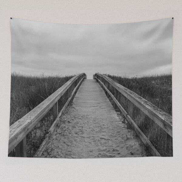 Item preview, Cape Cod Beach Boardwalk Black White Photography New England Coastal designed and sold by MDCCo.