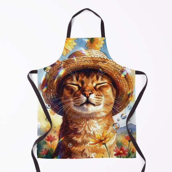 Item preview, Watercolor Cat in Straw Hat with Sunflowers - Cottagecore Summer designed and sold by AmaWearDesign.