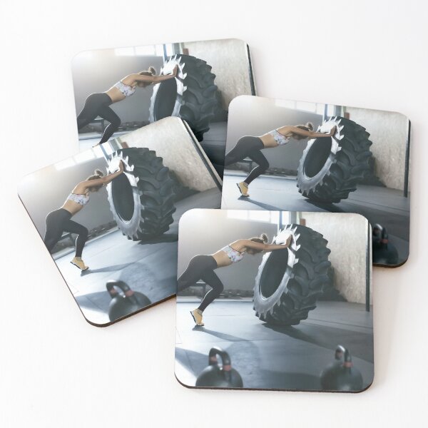 Item preview, Woman pushing tire in the gym designed and sold by loveling.