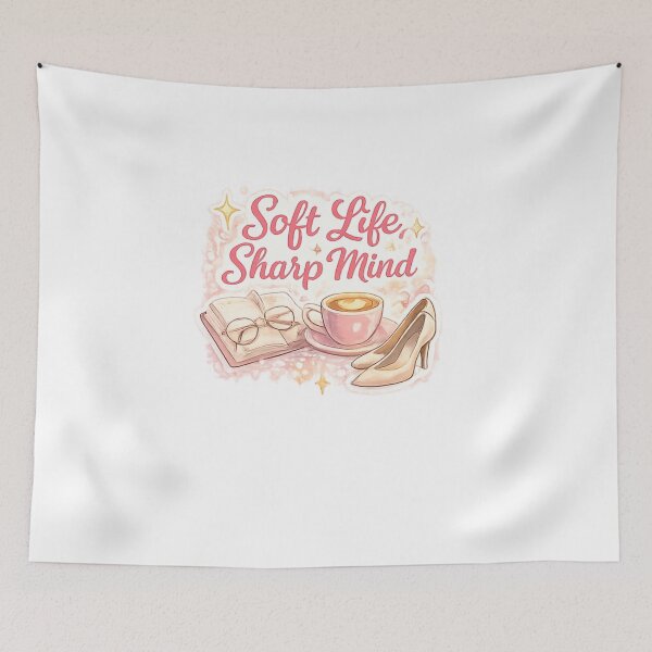 Item preview, Soft Life Sharp Mind Aesthetic Quote Feminine Lifestyle Design designed and sold by Artbysarmina.
