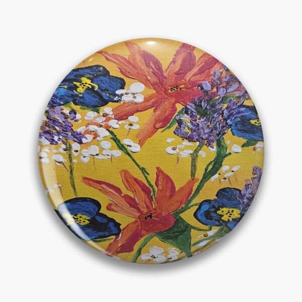 Item preview, Vibrant Wildflower Bouquet Painting on Warm Orange Background designed and sold by swilliamson0622.