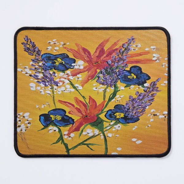 Item preview, Vibrant Wildflower Bouquet Painting on Warm Orange Background designed and sold by swilliamson0622.