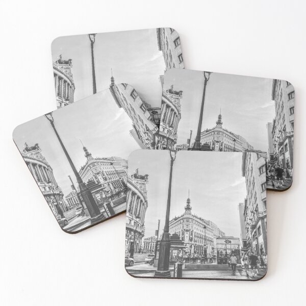 Item preview, Sunset from the streets of Madrid - Black and white - Urban aesthetic photography designed and sold by Feroz Pics.