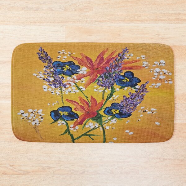 Item preview, Vibrant Wildflower Bouquet Painting on Warm Orange Background designed and sold by swilliamson0622.