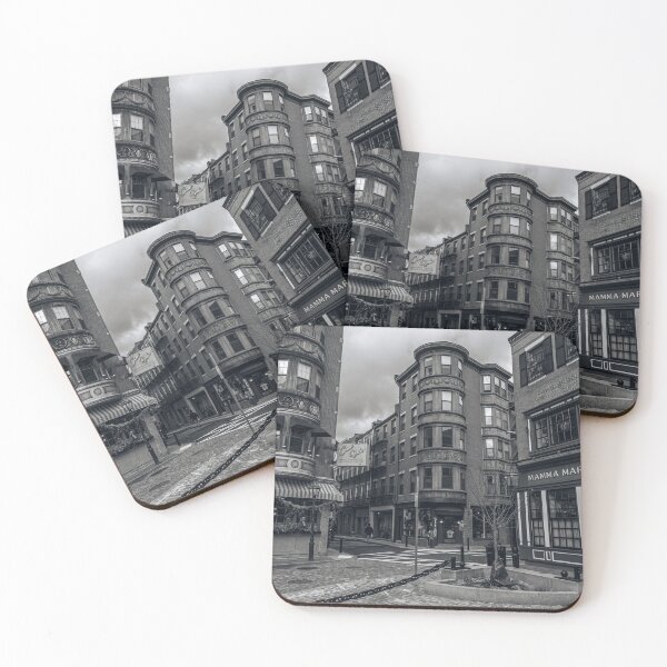 Item preview, Boston North End Street Scene Black White Cobblestone Mamma Maria Photography designed and sold by MDCCo.