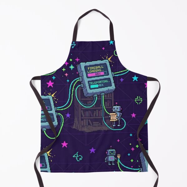 Item preview, 8-Bit Cyber Spellbook Tablet Loading Fireball Magic Pixel Art Pattern designed and sold by InnerwayStudio.