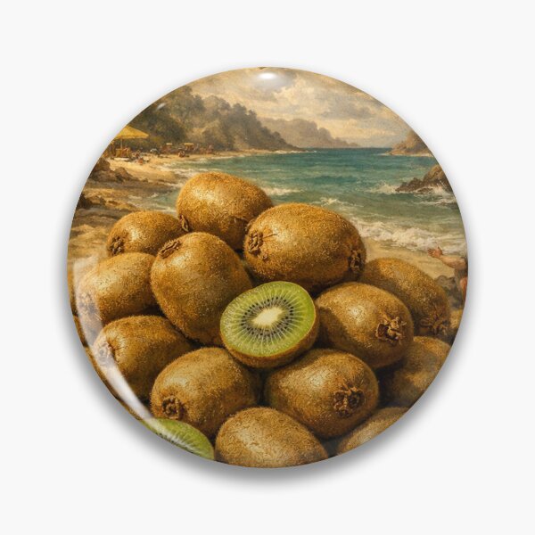 Item preview, Pile of Kiwis on a Tropical Beach – Surreal Fruit Photography Style Coastal Artwork designed and sold by DrizzyV.