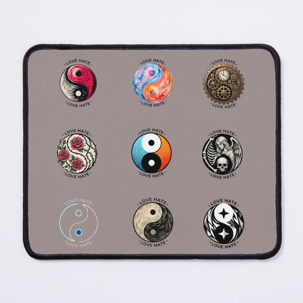 Item preview, Love Hate Yin Yang Art Collection: 9 Unique Aesthetic Designs (Steampunk, Gothic, Floral & More) designed and sold by SideKickCreates.