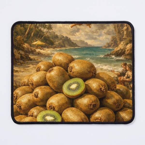 Item preview, Pile of Kiwis on a Tropical Beach – Surreal Fruit Photography Style Coastal Artwork designed and sold by DrizzyV.