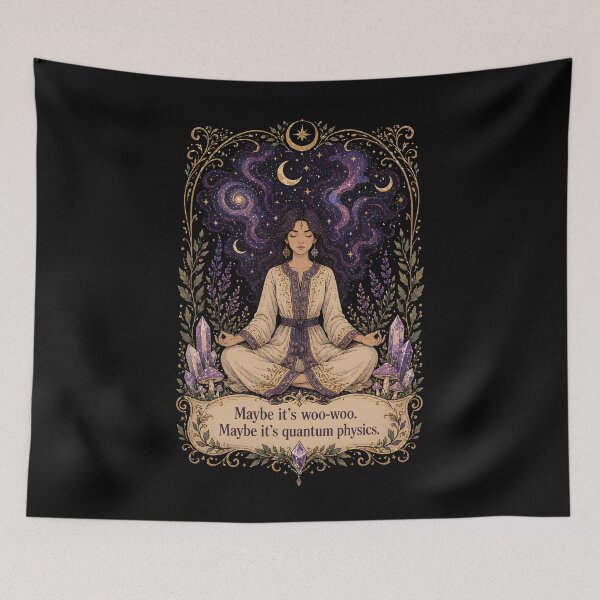 Item preview, Maybe Its Woo-woo Maybe Its Quantum Physics Woman Meditation designed and sold by THREE LITTLE BEANS.