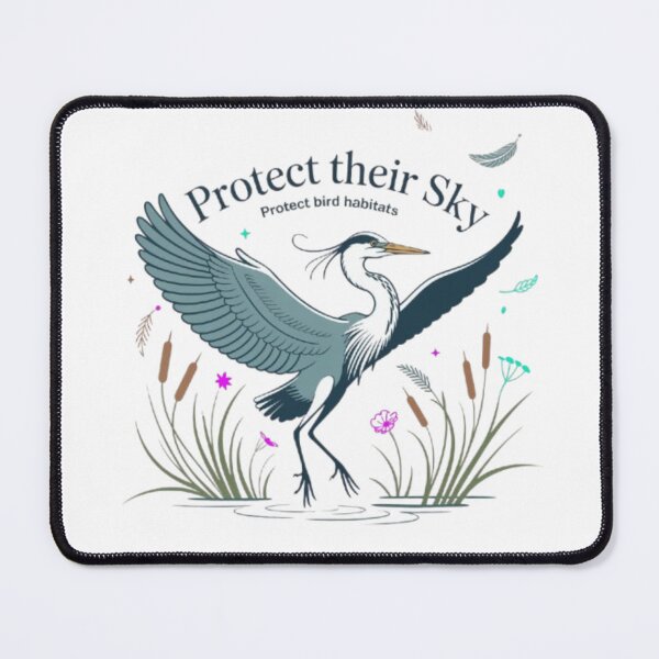 Item preview, Protect Their Sky Heron T-Shirt – Elegant Bird Conservation Wildlife Design for Nature Lovers & Eco Friendly Gift Buyers designed and sold by GemBob Creations.