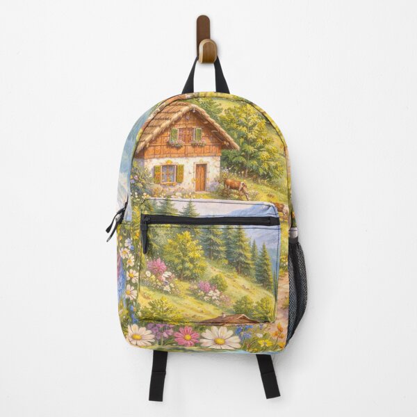 Item preview, Naïve Mountain Village Landscape – Soft Pastel Alpine Countryside Illustration designed and sold by DrizzyV.
