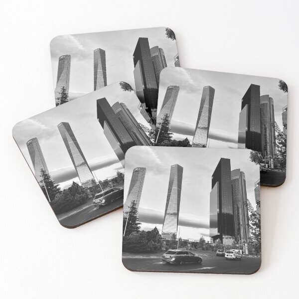 Item preview, Four towers of Madrid - black and white - Aesthetic Architecture Photography designed and sold by Feroz Pics.