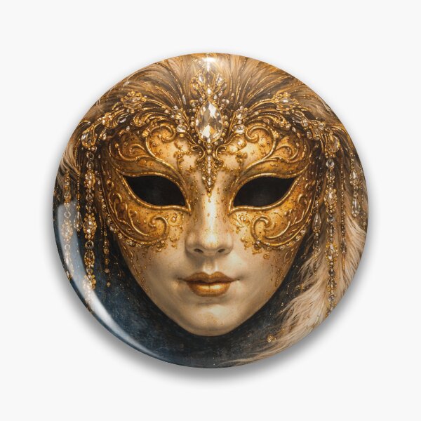 Item preview, Elegant Venetian Mask on Blue Background – Luxury Carnival Symbolism Artwork designed and sold by DrizzyV.