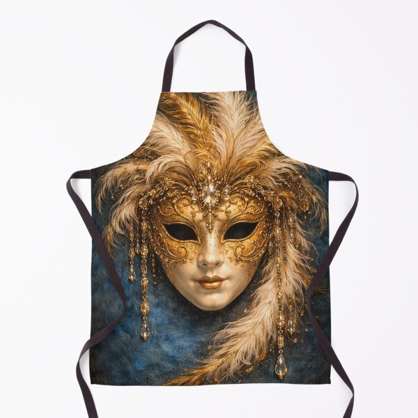 Item preview, Elegant Venetian Mask on Blue Background – Luxury Carnival Symbolism Artwork designed and sold by DrizzyV.