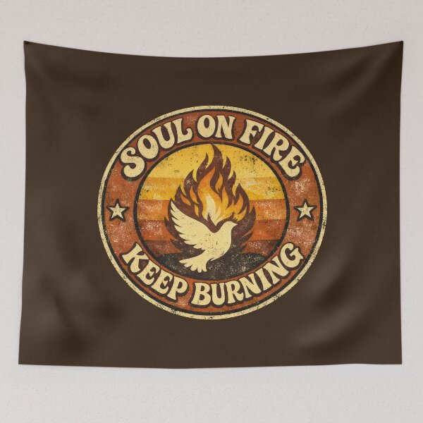 Item preview, Christian Soul on Fire Keep Burning Retro Badge designed and sold by SplashTastic.