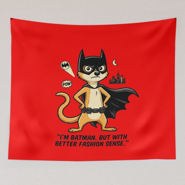 Item preview, Funny Meerkat Superhero – Dark Knight Fashion Sense designed and sold by mAXiBoOM.