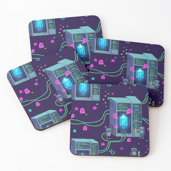 Item preview, 8-Bit Pixel Mana Server Crystal Core & Tech Wizardry Pattern designed and sold by InnerwayStudio.