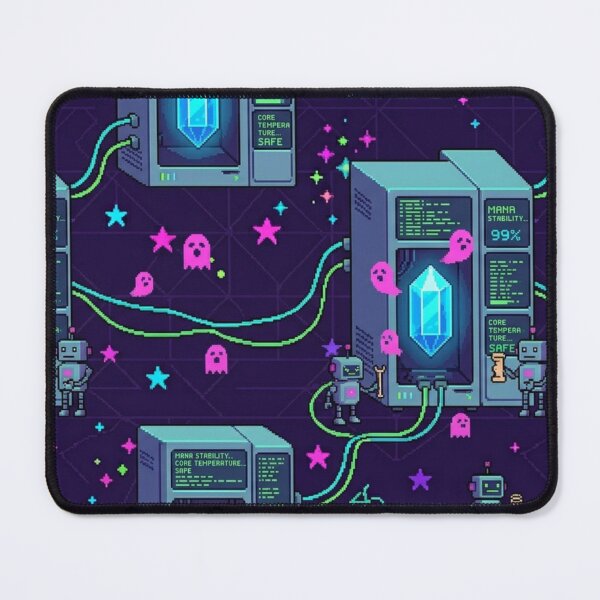 Item preview, 8-Bit Pixel Mana Server Crystal Core & Tech Wizardry Pattern designed and sold by InnerwayStudio.