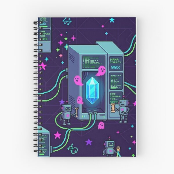 Item preview, 8-Bit Pixel Mana Server Crystal Core & Tech Wizardry Pattern designed and sold by InnerwayStudio.