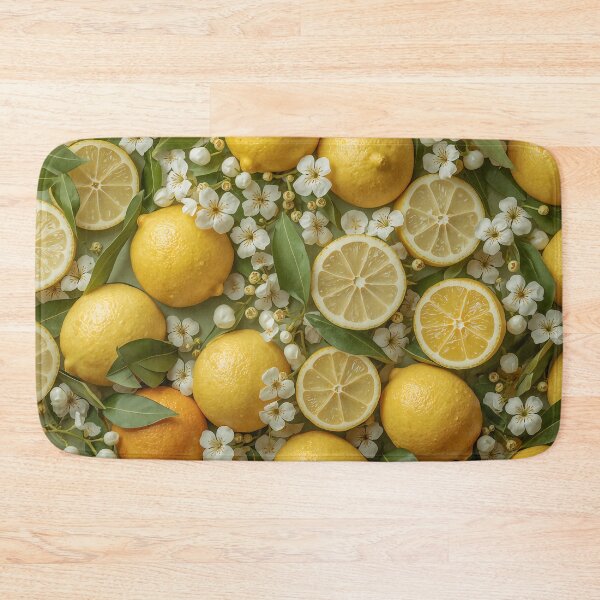 Item preview, Fresh lemons with leaves and flowers background designed and sold by TanyaLovus.