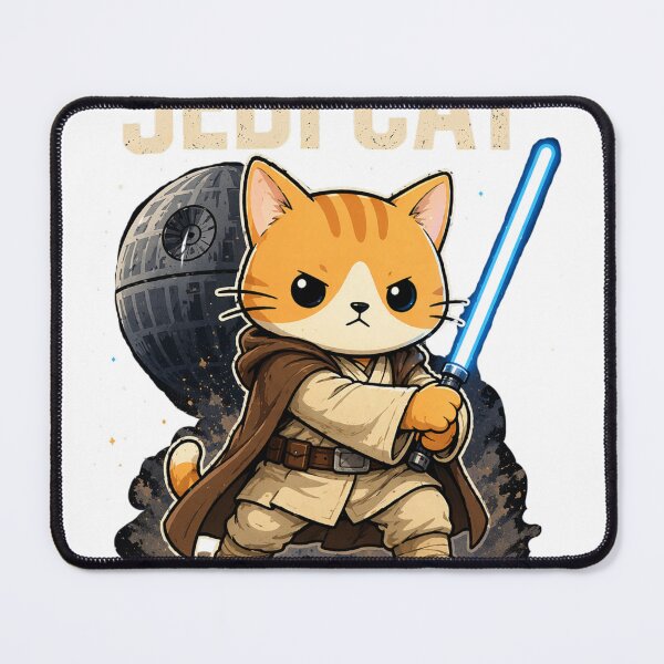 Item preview, The Chosen One - Brave Jedi Cat with Blue Lightsaber designed and sold by anandariki.